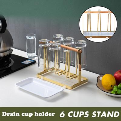 Demir Bardak Kurutucu Tutucu 6 Bardak Kahve Çay Cam Bardak Rafı Saklama Standı Ev Mutfak
