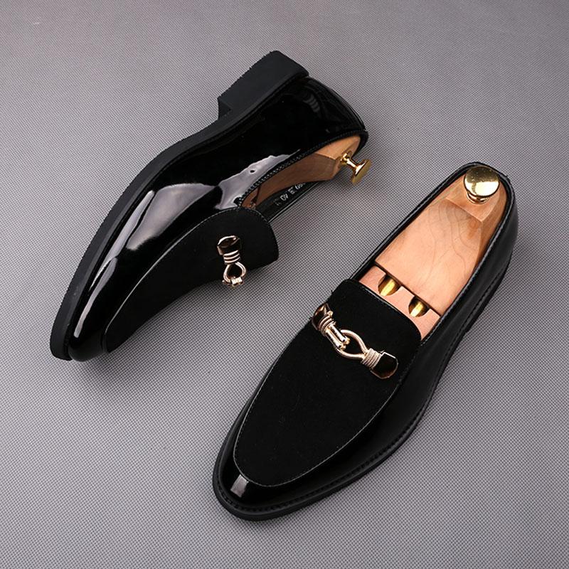 Luxury Men Suede Patchwork Metal Buckle Casual Shoes Male Lace Up Flats Brogues Homecoming Wedding Dress Prom Zapatillas Hombre