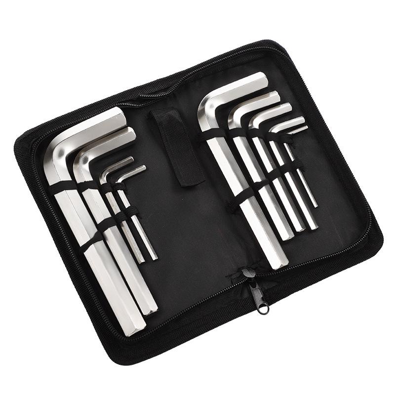 Leather Bag Hexagon Wrench Set: 3, 12, 14, 17, 19mm Flat Head CR-V with Oxford Canvas Bag