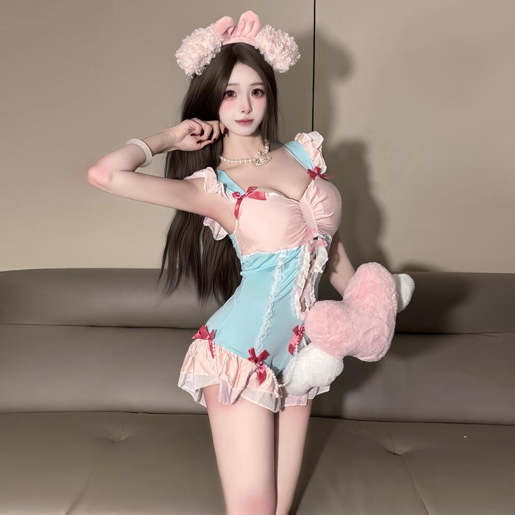 Jinxiao Temptation Lingerie: Sexy Maid Uniform & Pure Swimsuit Set