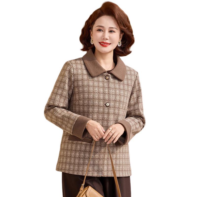 YUZHAOLIN Women's Elegant Plaid Single-Breasted Jacket