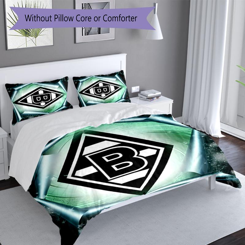 3pcs Borussia Monchengladbach Logo Duvet Cover Set, Includes 1 Duvet Cover and 2 Pillowcases,Skin-Friendly&Comfortable Fabric,Suitable Bedding Sets