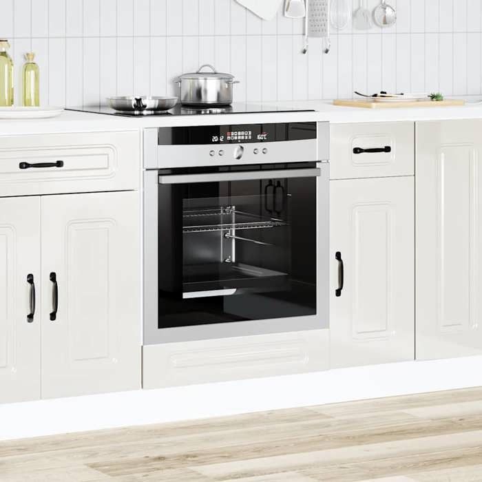 VidaXL Armoire à four Kalmar blanc brillant bois d'ingénierie, unité de four, armoire de four de cuisine, unité de base de 853519