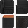 Sofa Set 6 Pieces Black Poly Rattan and Steel