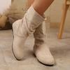 Autumn Winter Women's Boots Wedge Hidden Heel Shoes Thickened Plush Warm Booties Soft Faux Suede Lace-up Ankle Boots