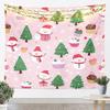 Merry Christmas Tapestry Christmas Tree and Snowman Wall Art Snowflake Wall Hanging Blanket for Living Room Bedroom Holiday