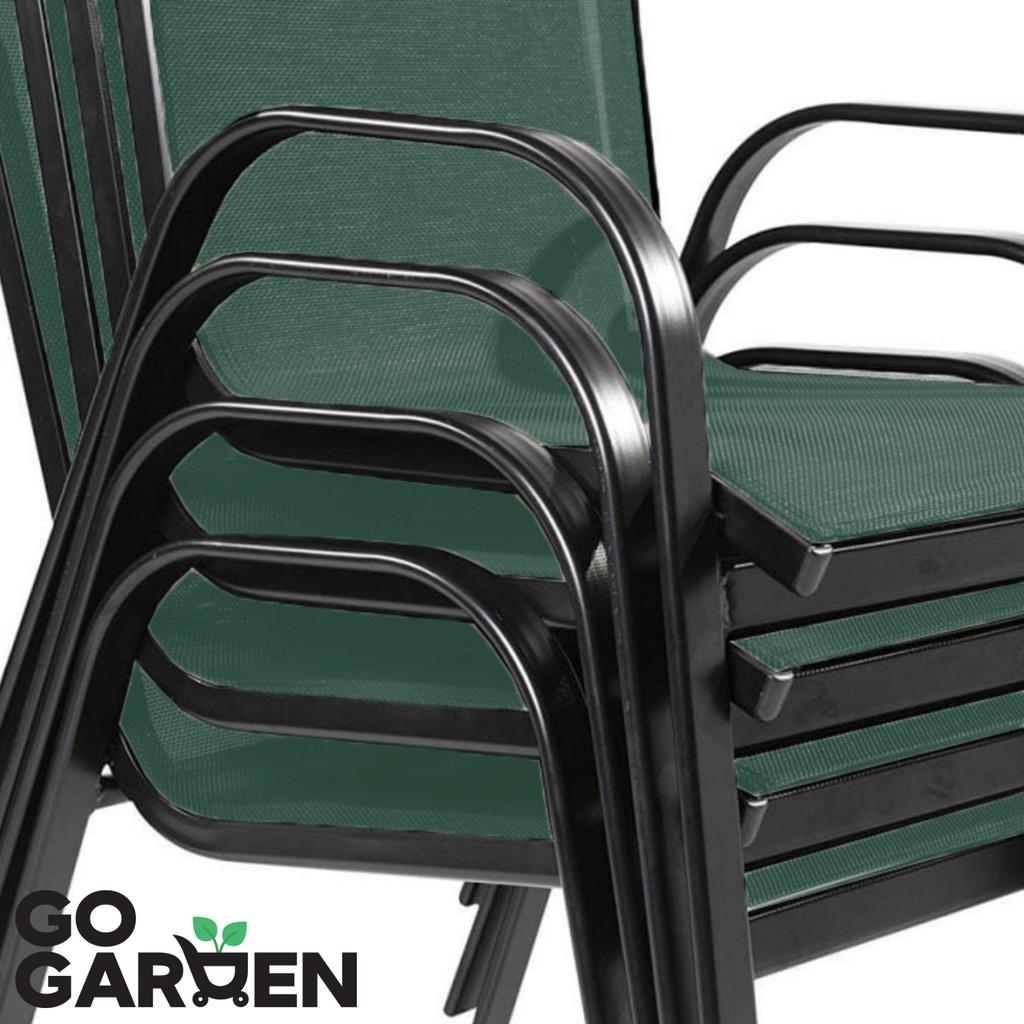 Garden Chair, Metal, Terrace, Balcony, Armchair, Terrace, Balcony, Green X2