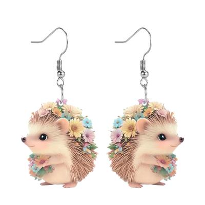 Roztomilý malý ježek 2D akrylové náušnice Žhavé dámské náušnice zvířátek