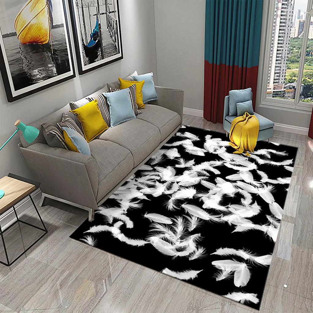 Colorful Feather Carpet for  Living Room Sofa Coffee Table Light Luxury Carpet Family Bedroom Bedside Rugs Bathroom Non-slip Rug