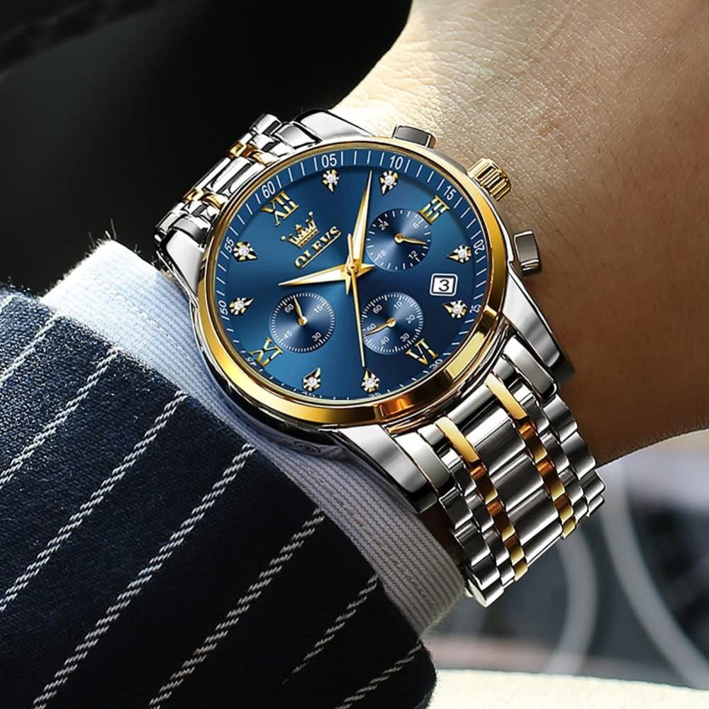 Iqiyi Men S Quartz AnaloG Waterproof buSineSS Watch Silver StainleSS Band Blue G