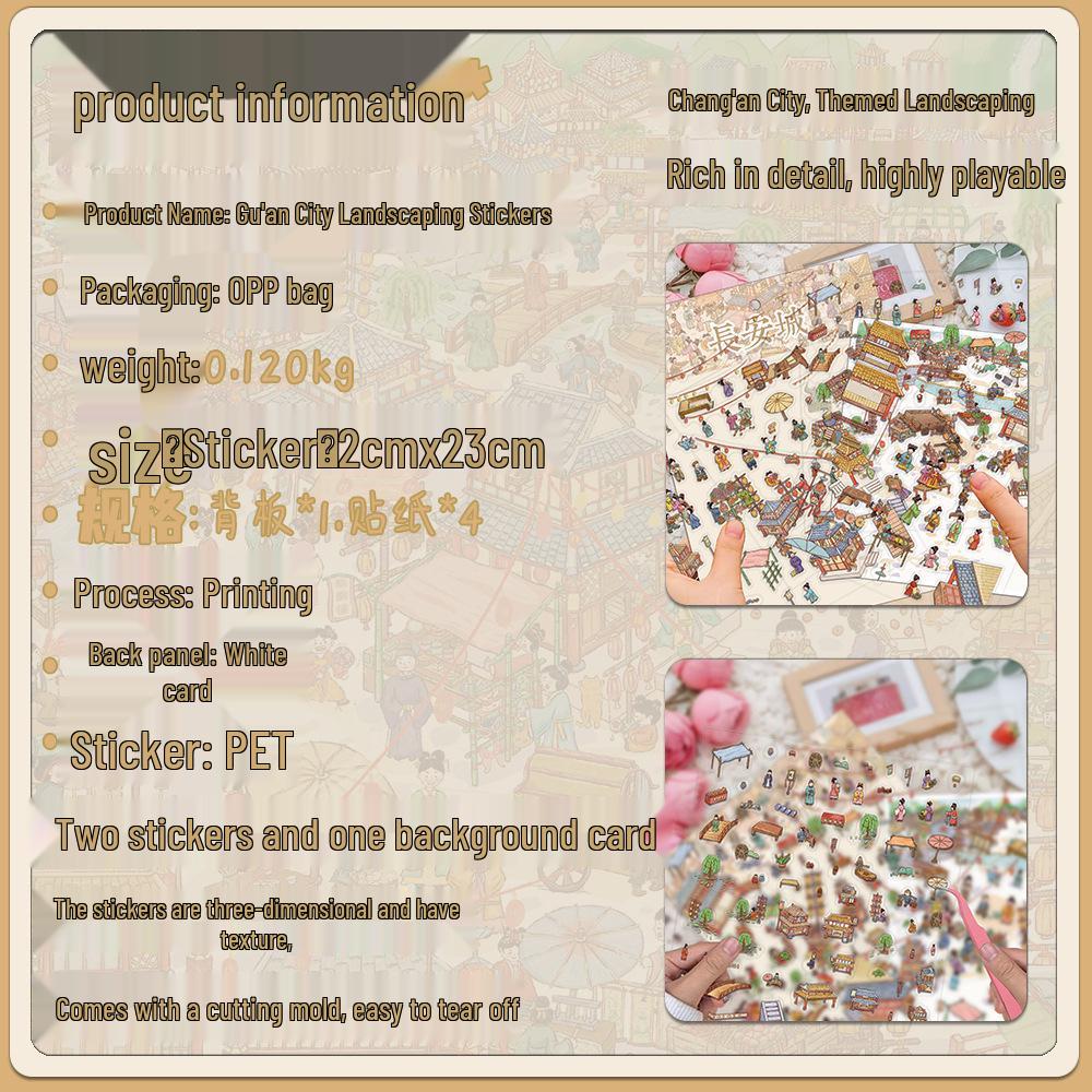 Popular Miniature Chang'an City Scenery Transparent PET Stress-Relief Stickers
