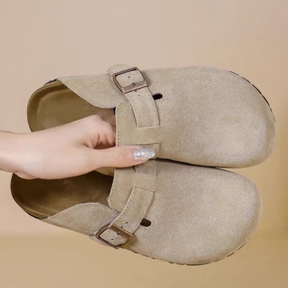 Luxury Fashion Women's Suede Mules Slippers Men Clogs Cork Insole Sandals with Arch Support Outdoor Beach Slides Home Shoes