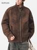 Mu Yuan Men's 2025 Winter Shearling Cotton Stand Collar Vintage Streetwear Jacket