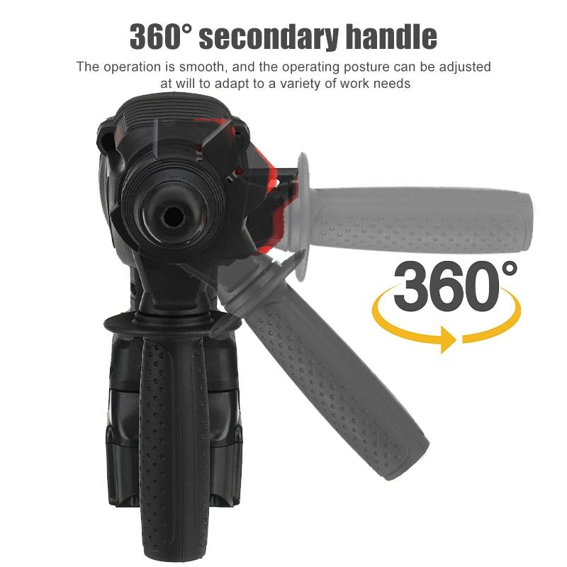 4 IN 1 2 Batteries Rechargeable Electric Hammer Impact Drill for 18V Brushless Cordless Rotary Hammer Drill