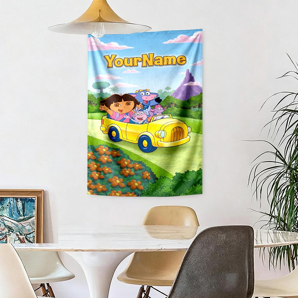 Dora Explorer Custom Your Name Wall Decor Tapestry Art For Pet Memorial Birthdaywedding Party Backdrop Family Gift