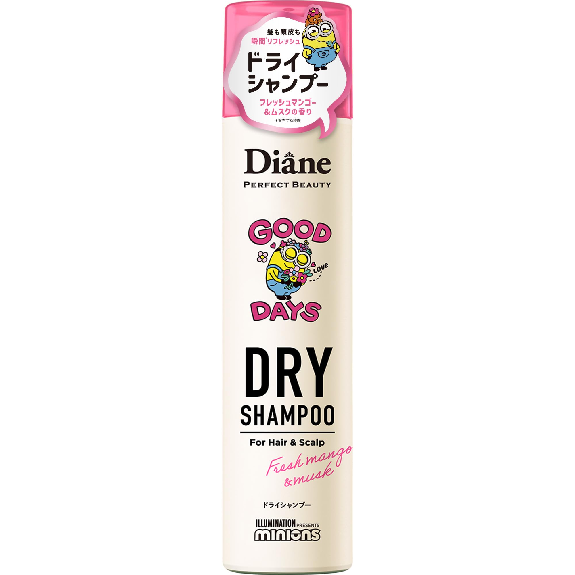 

Сухой шампунь Diane Minion Аромат свежего манго и мускуса Perfect Beauty 95г (Безводный шампунь) & розовый