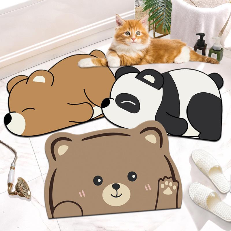 Soft Diatom Mud Toilet Toilet Door Panda Floor Mat Bathroom Moisture-wicking Slip-resistant Foot Mat Entry Door Mat Cartoon