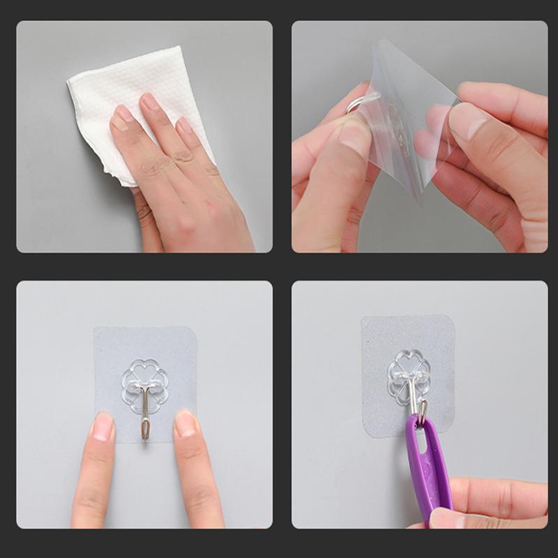 20/10/5Pcs Transparent Wall Hooks Hangers Self Adhesive Door Wall Hangers Hooks for Key Bag Kitchen Bathroom Accessories