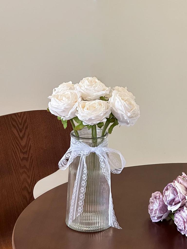 Rose Artificial Flower Arrangement for Living Room Dining Table - Preserved Dried Bouquet Vase Decoration