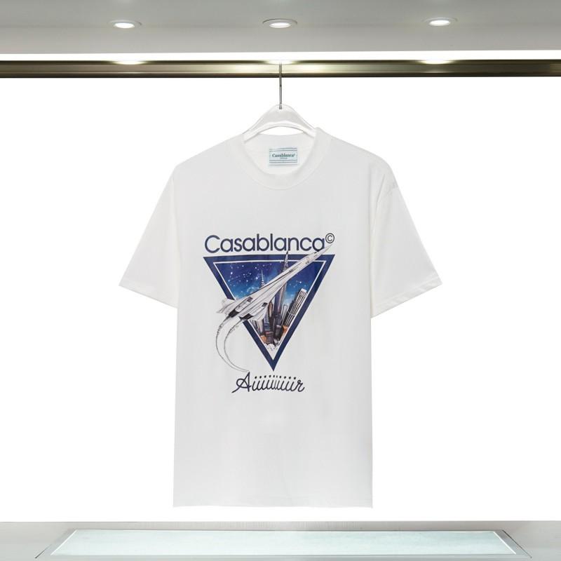 280g Double Yarn Cotton T-Shirt Couples Casablanca Castle Print Short Sleeve Round Neck Loose Fit