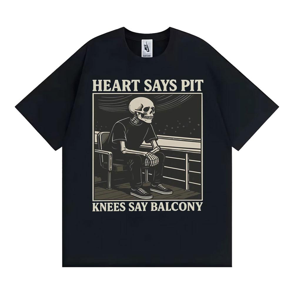 

Heart Says Pit Knees Say Balcony Vintage Gothic Graphic T Shirt Funny Skeleton Meme T-shirts Men Women Casual Cotton Tshirt T... 5XL різнокольоровий
