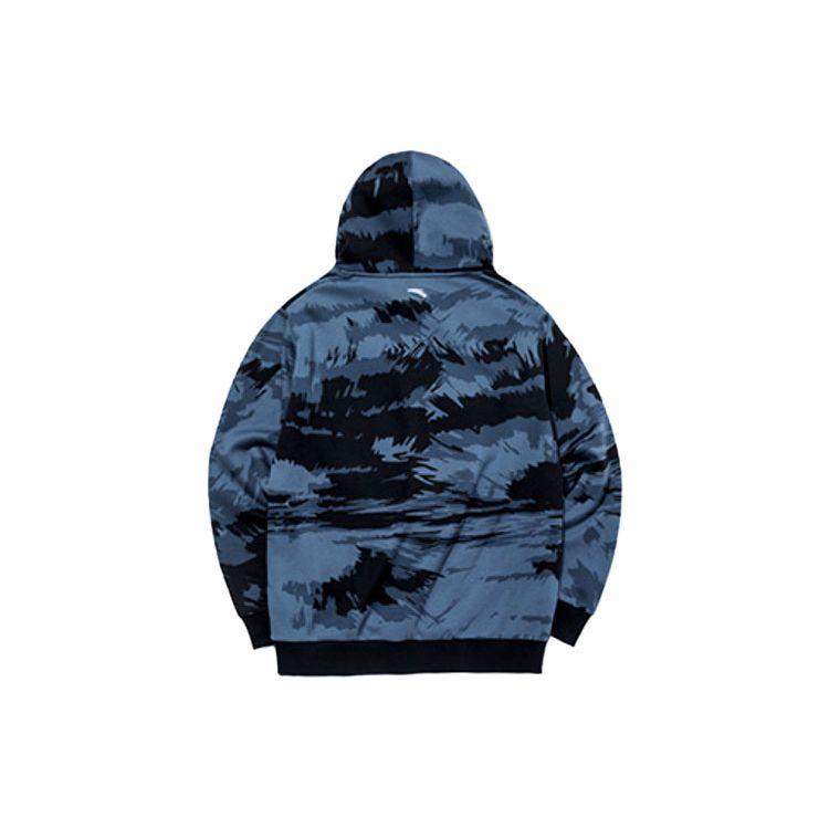 Anta Camouflage Fleece-Lined Warm Casual Long-Sleeve Sweatshirt Men Tops Blue Black 152141706-5