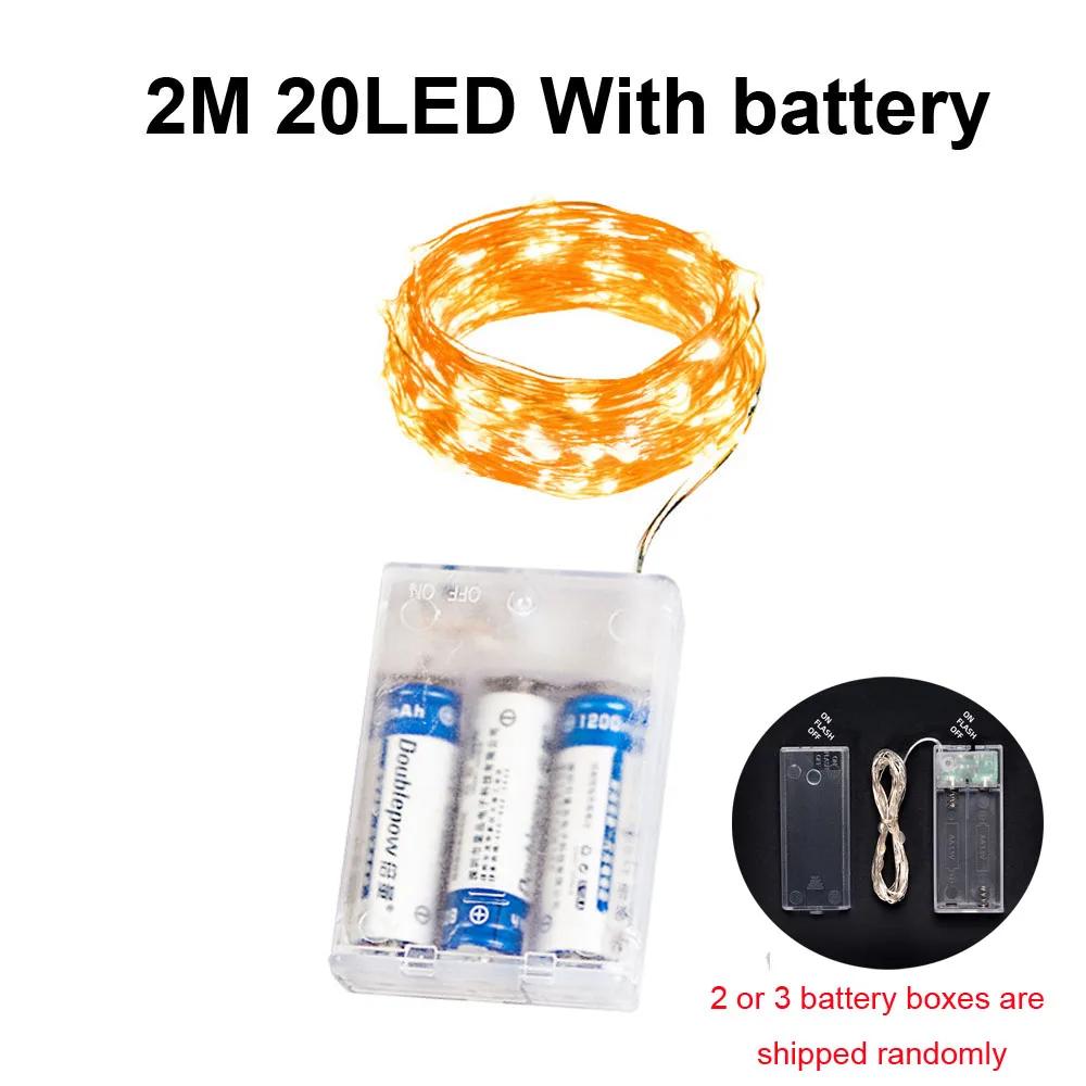 

1M 2M 3M 5M 10M Медная проволока Светодиодная гирлянда Праздничная гирлянда на батарейках для рождественской елки Свадебная вечеринка Украшения