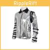 Costume en Cuir Argenté Michael Jackson Avec Veste à Manches Longues Pour Halloween Spectacle sur Scène