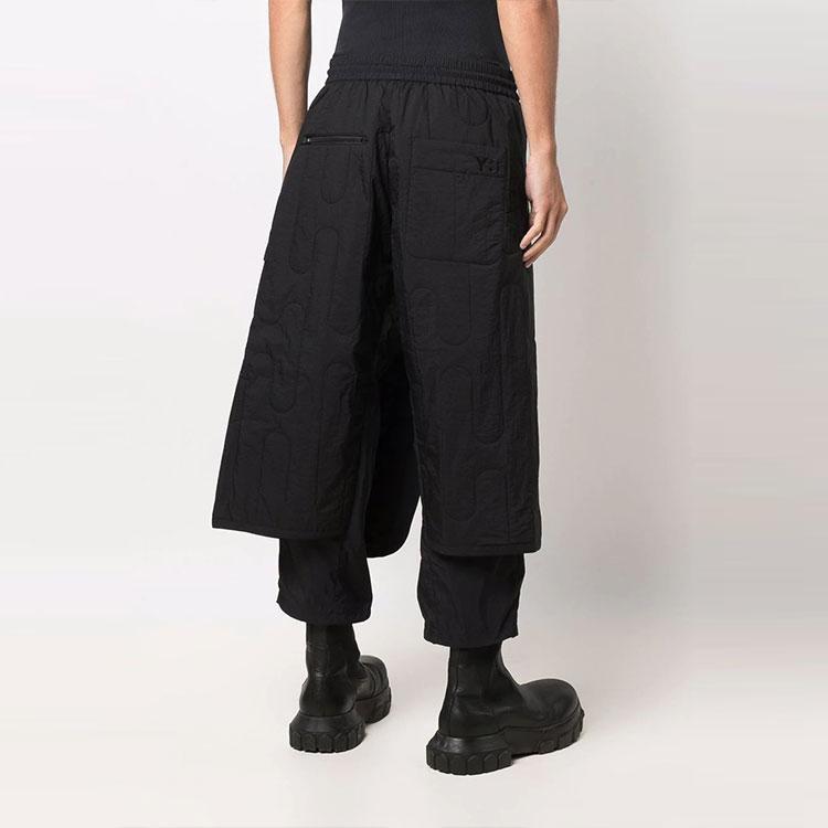 Y-3 FW21 Solid Color Asymmetrical Layered Wide-Leg Casual Pants Men pants Black HB3352