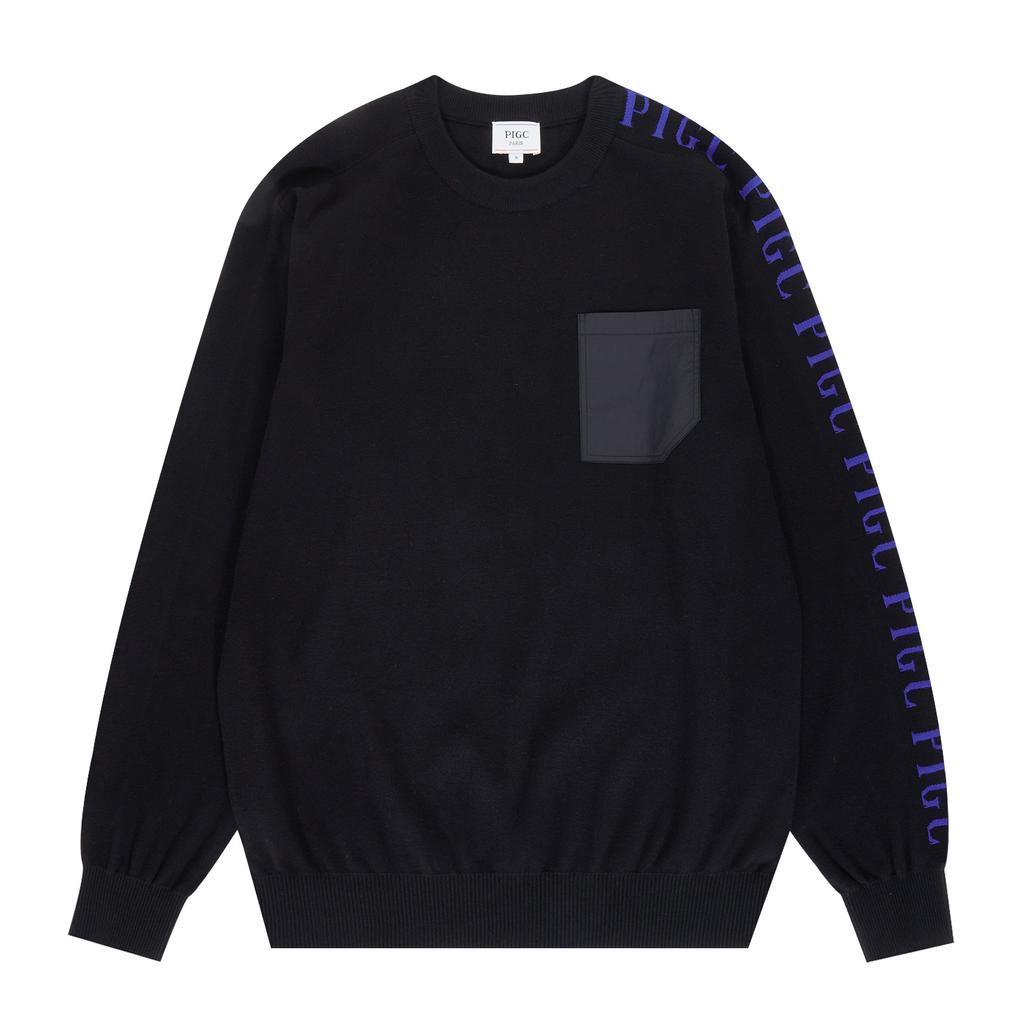 PIGC Men'S Logo Point Color Block Round Sweater (Sm0Dni10139)