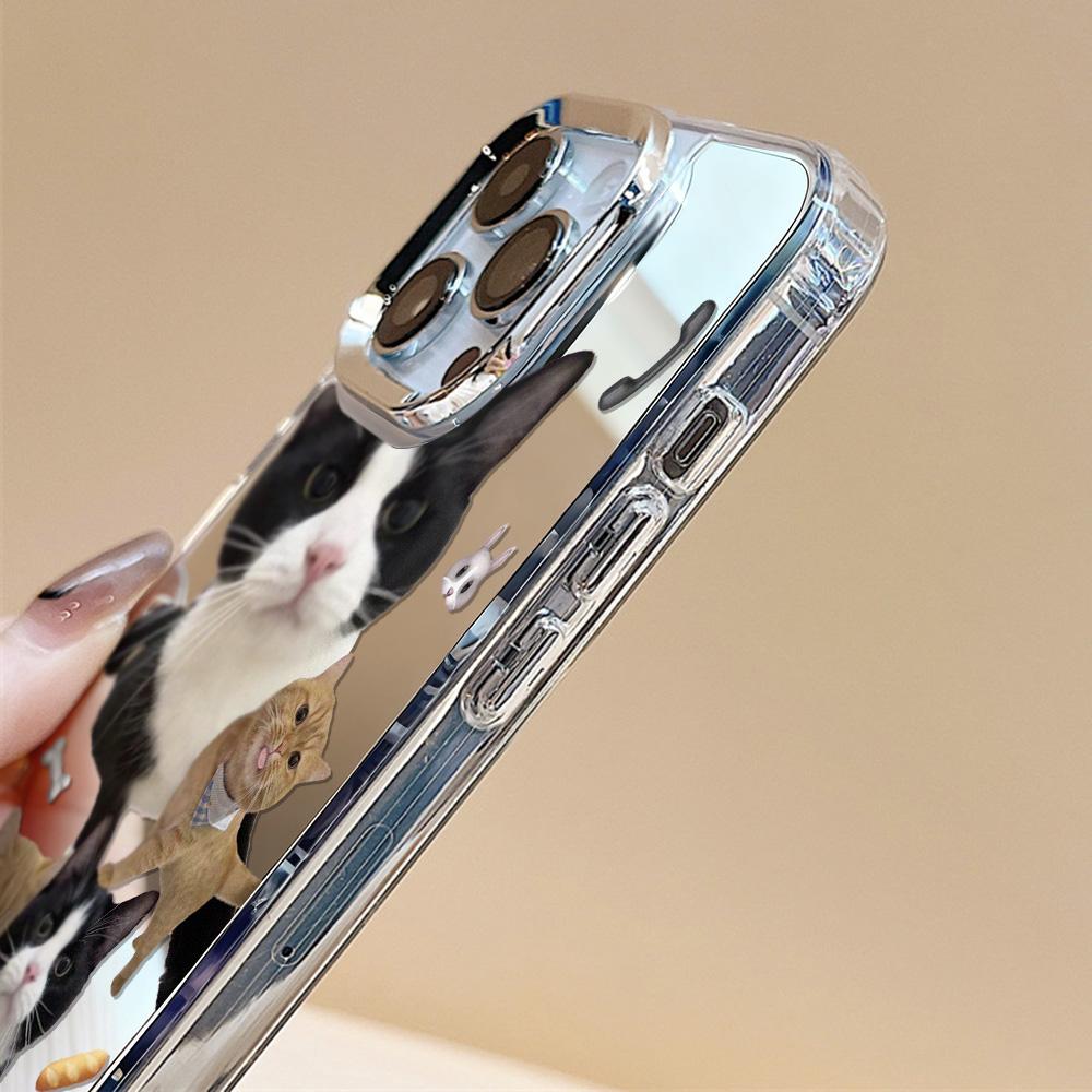 Fashion Cat Luxury Make Up Mirror Phone Case For IPhone 17e 16e Air Pro Max 17 16 13 11 15 14 12 Animal Funda Anti-drop Cover