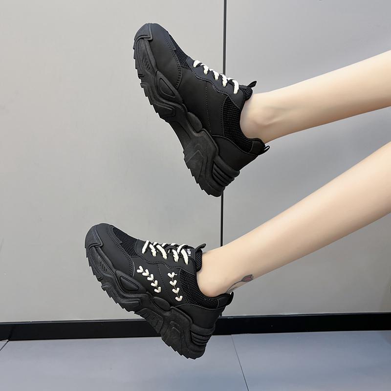 Women's Vulcanized Shoes 2024 Spring and Autumn Hollow Mesh Shoes of Women Lace-Up Sneakers Casual Shoes Femmes Tennis Shoes