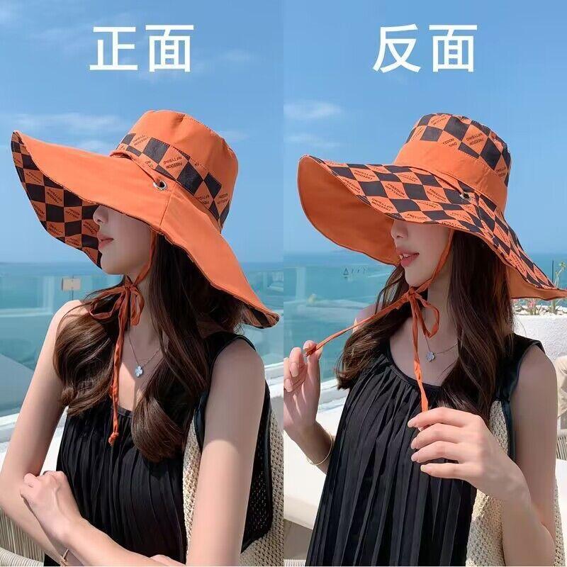 Summer Hat Women's Versatile Travel Beach Hat Outdoor Sunscreen Hat Double-sided Hat with Face Covering Big Edge Hat