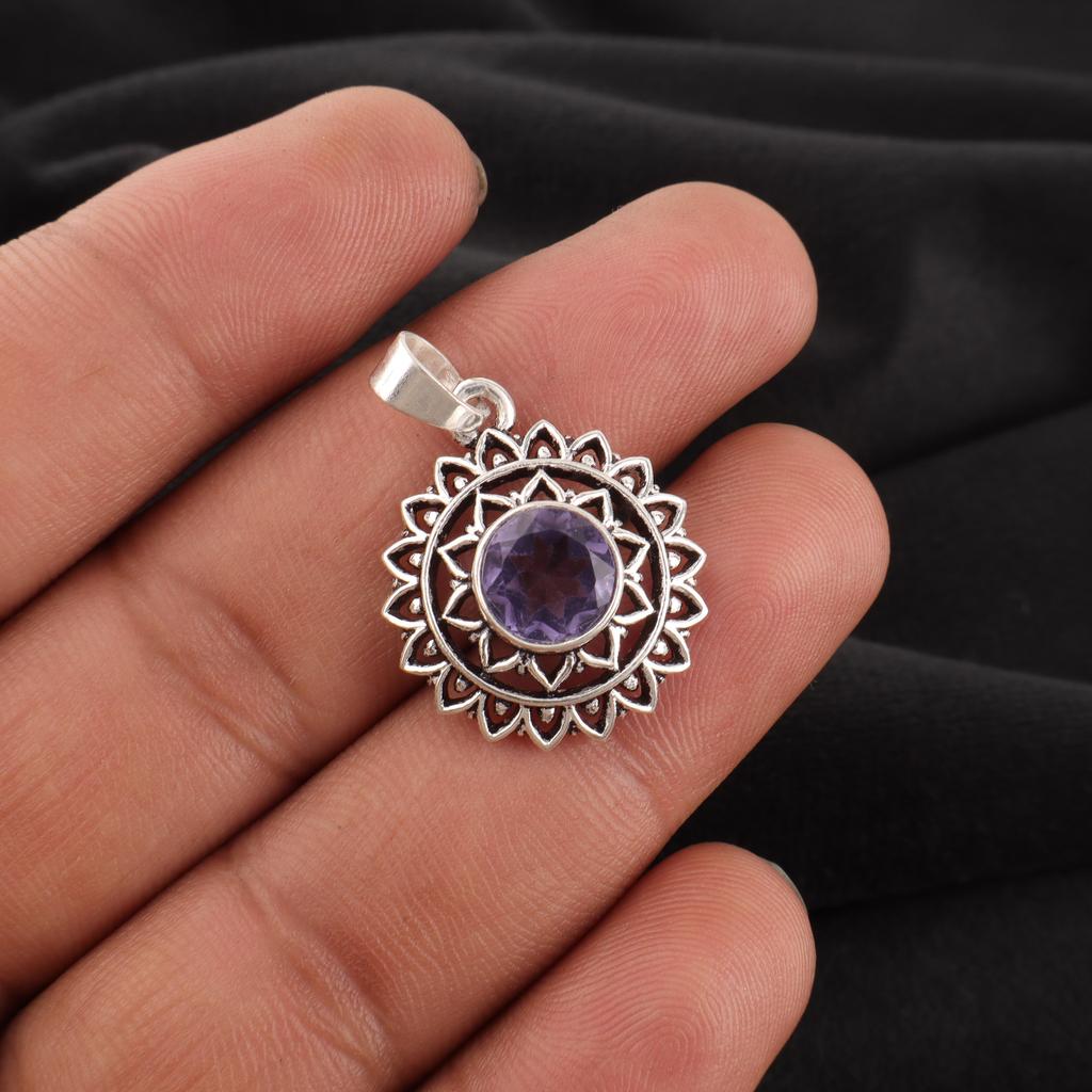 Iolite Gemstone 925 Solid Sterling Silver Jewelry, Handmade Gorgeous Silver Pendant For Engagement Gift