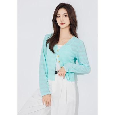 Women's Solid V-Neck Short Cardigan