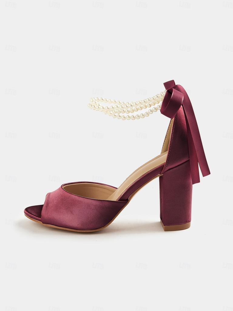 New Xiaoxiangfeng high heels women's thick heels sexy sandals versatile fairy with skirt ribbon bow pearl 43