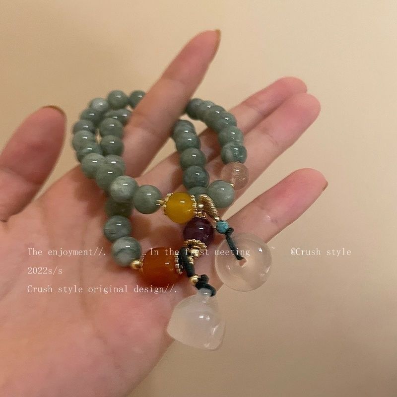 

Китайский модный студенческий браслет для подруг, дизайн по интересам, доступная роскошь, китайский стиль, мори, ретро-стиль, милый ремешок для ношения 3# Ping An Buckle + Lotus Bracelet Two-piece set