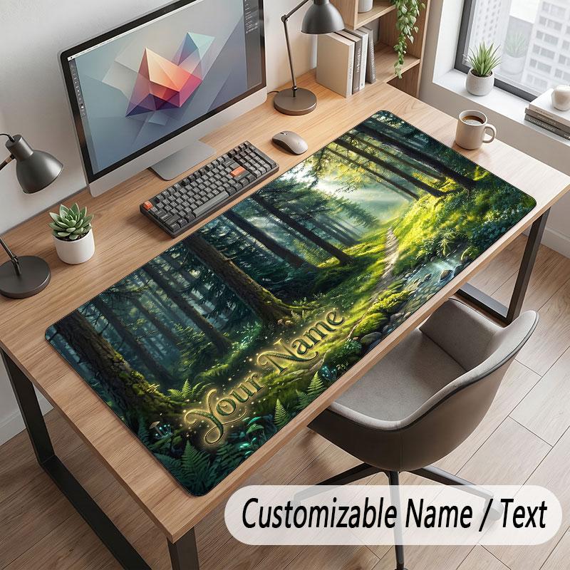 Mushroom Forest Theme Customized Mouse Pad Personalized Print Name Text Desk Mat For Home Office Table Decor