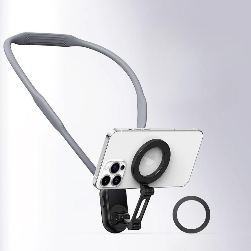 Mobile phone magnetic neck-mounted stand for first-person shooting, fixed on chest for anti-shake sports camera stand