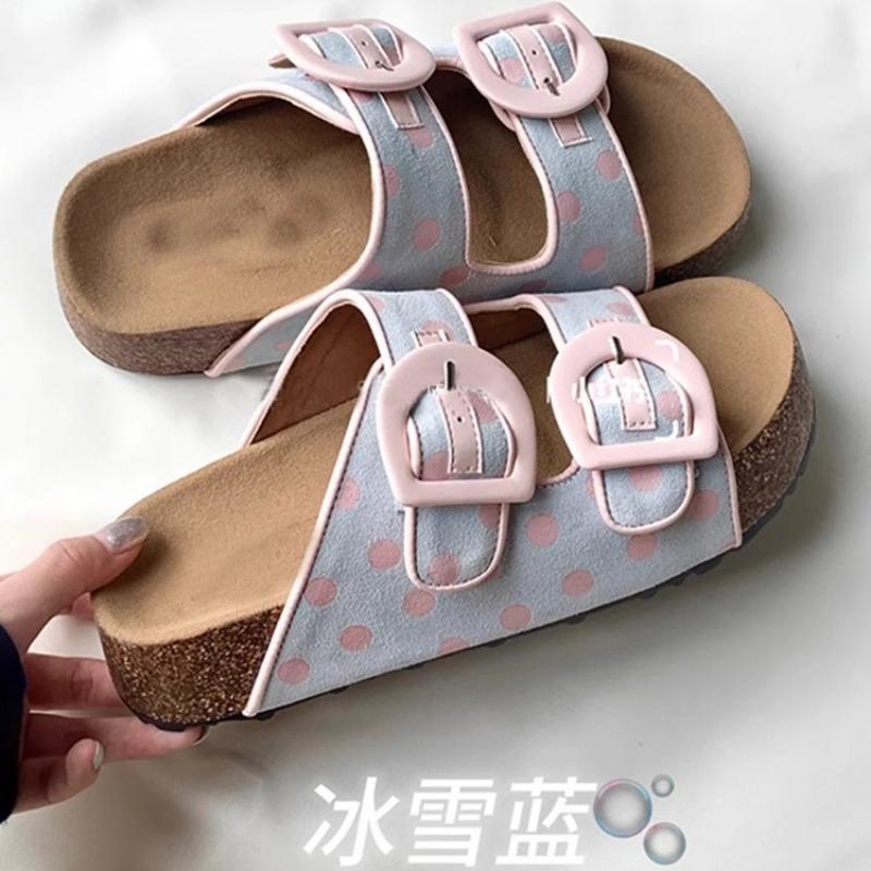 Flower girl~ thick-soled heightening one-word slippers for women's summer wear casual sandals new beach shoes