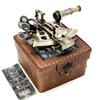 Antiker maritimer nautischer Sextant Vintage Marine Astrolab Schiffsgeräte mit echter Lederbox Messing Schiffssextant mit Glasdeckelbox