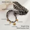 GEMCHIC Women's Leopard Print Silk Scarf Necklace with Sun Cross Tree Charms Stainless Steel Choker