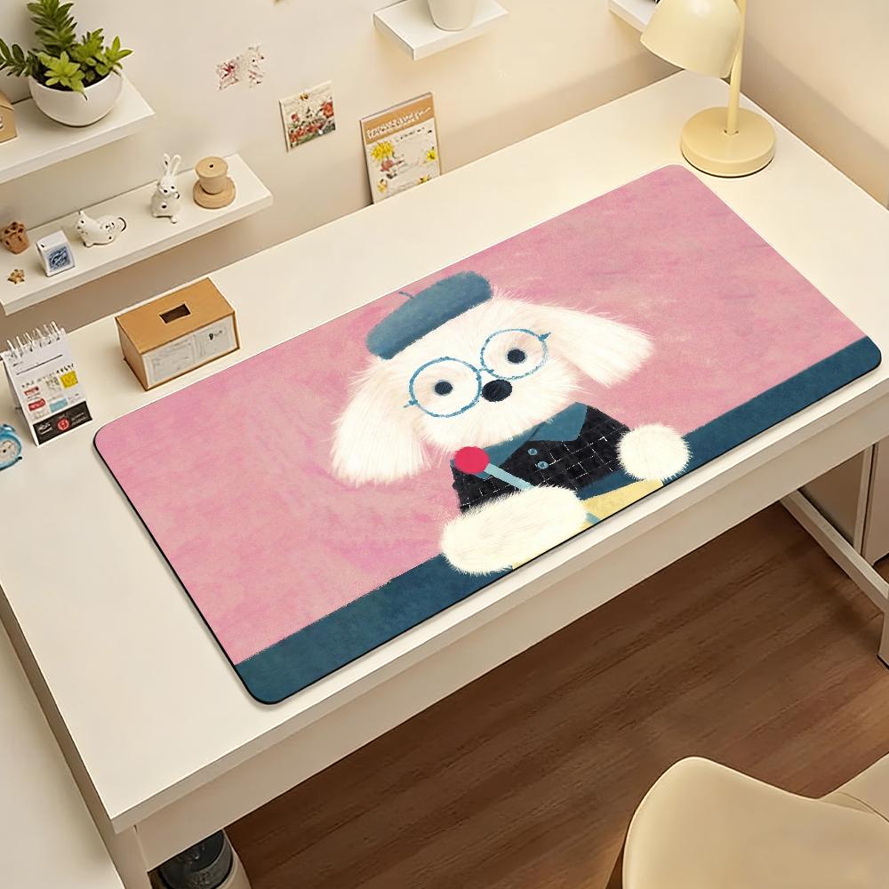 Cute Sherry Small Puppy Dog MousePad Nonslip Locking Edge PC Laptop Accessories Rubber Office Keyboard Large Game XXL DeskMat