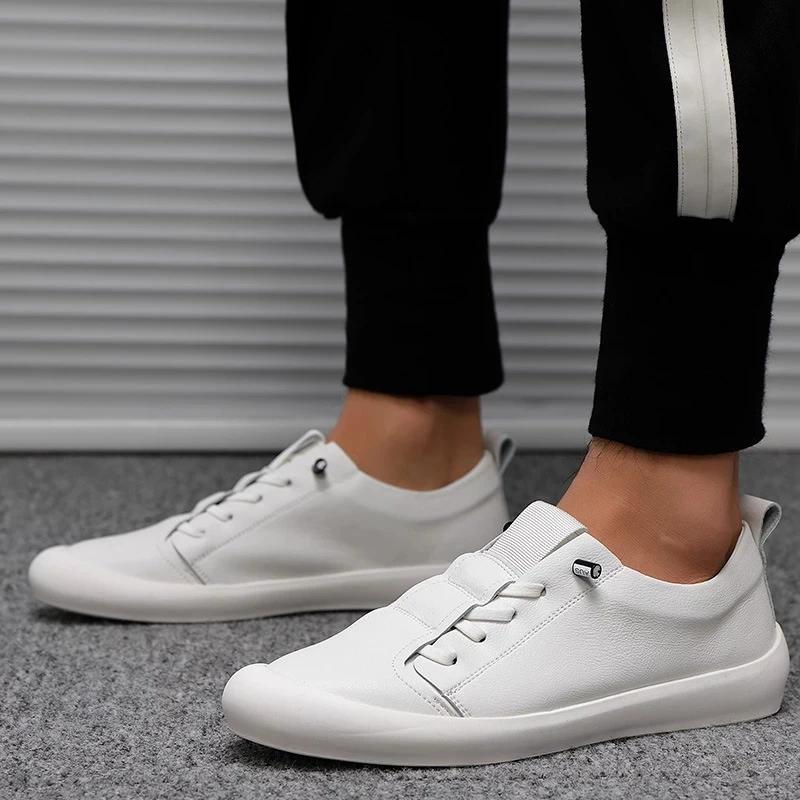 Fashion 100% Genuine Leather Shoes Men High Top Sneakers Fashion Men White Shoes Cool Street Man Footwear Tenis Masculino Casual Botines