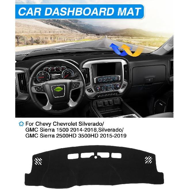 Cartist Dash Cover  Fit For Chevy Chevrolet Silverado/GMC Sierra 1500 2014-2018,Silverado/GMC Sierra 2500HD 3500HD 2015- Accessories Dashboard Cover