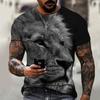 2021 Summer Men Tee 3D Printing Hot Cartoon Animal Lion Pattern T-shirt Casual Street Trend Short-Sleeved Loose Oversized Top