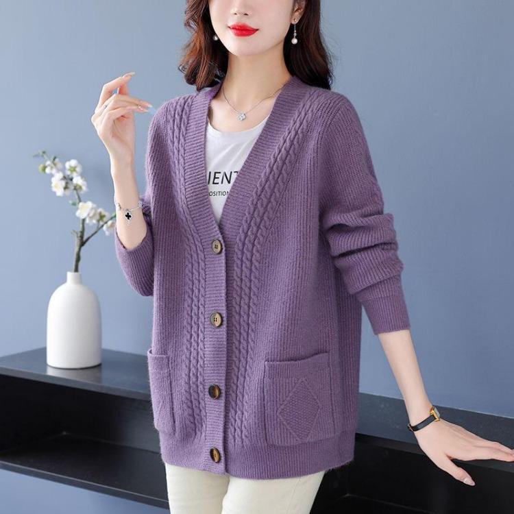 Plus Size Autumn Spring Knitted Cardigan Sweater Top Jacket Outerwear