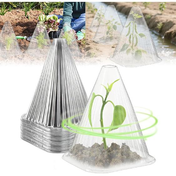 100pcs Gardening Greenhouse Plant Covers Transparent Garden Cloches for Plants, 2025 Upgraded Reusable Bell Plant Cover Plastic Small Plant Seedling
