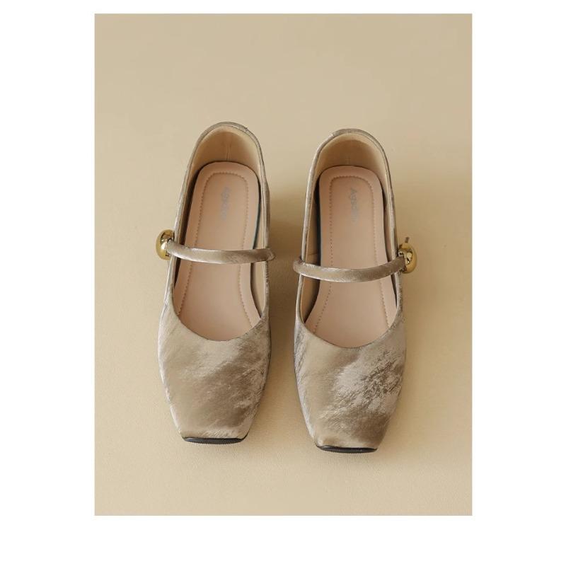 Fashion Mary Jane Shoes 2025 Retro New Super Soft One Word French Square Toe Shallow Mouth Women's Singles