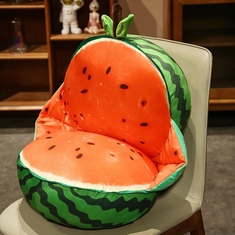 Kreativ Simulerings Vannmelon Plysj Sofapute Fylt Myk Åpen Vannmelonpute Fin Hjemmedekor